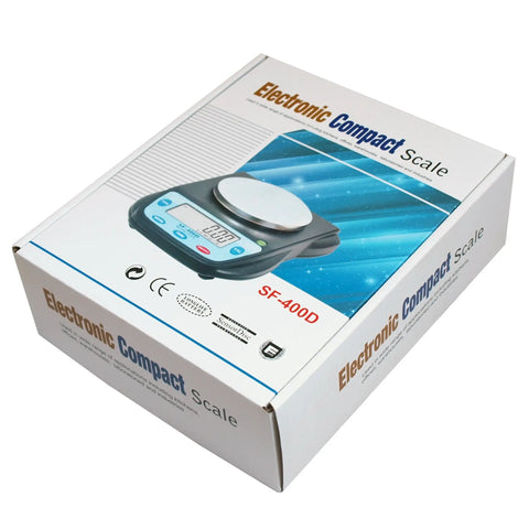 Box of Digital Precision Scale 500G X 0.01G With Beefy Platform For Bigger Items, Multi Mode Weighing, visible on packaging