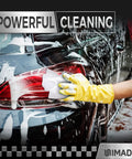Person using 100 Pack Heavy Duty Shop Towels Microfiber Cleaning Rags For Cars And Auto Detailing on taillight, wearing glove
