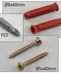 25 Dowel Fixing Kit With Nylon Collars Diameter 8x40 mm, 25 Yellow Wood Screws Diameter 5x40 mm, And PZ2 Quarter Inch Bit close-up