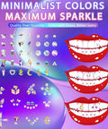 Diy Tooth Gem Kit With Safe Crystals, Teeth Gem Set For Fashionable Smiles shown with gem shapes and smiling illustrations