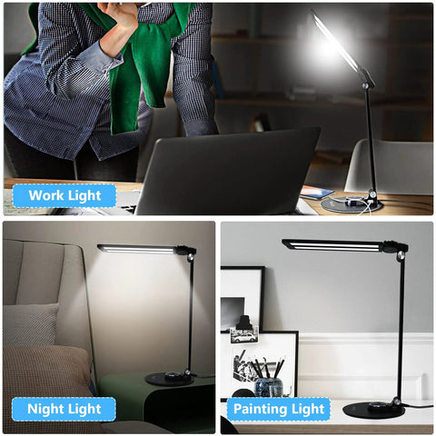 LED Desk Lamp For Home Office And Upright Piano, in use as Work Light, Night Light, and Painting Light, Black Finish