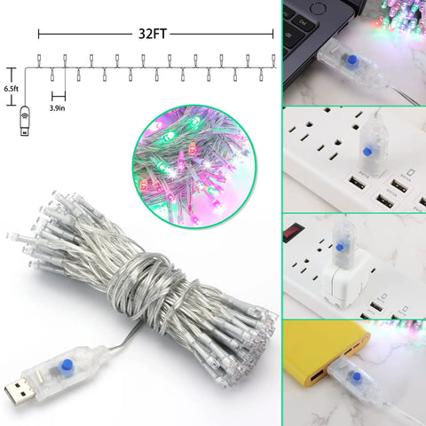 Pastel Easter String Lights 33ft With USB Powered 100 LED Indoor Fairy Lights Remote Control 8 Modes And Timer For Home Garden Decor, Perfect For Easter Parties, Easter Egg Hunts, Cozy Ambience