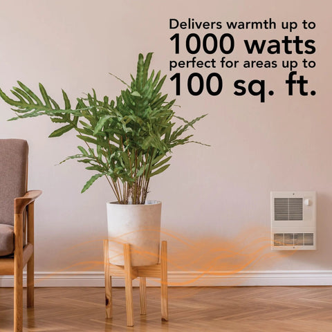 High Capacity Wall Heater With White Grille, 1000 Watts, 120 And 240 Volt, Energy Saving Heating Supplement For Your Space