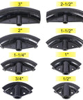 Set of 8 dies for Beefy 16 Ton Manual Hydraulic Pipe Bender Kit with sizes from 1/2 to 3 inches for steel tubing bends.
