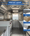 Internal view of 11 Foot Mirror Mobile Food Truck With Street Ready Kitchen Equipment And Catering Trailer For Sale Direct From Manufacturer Zero Middleman Markup A Seamless Startup Setup For Your Next Culinary Grind.