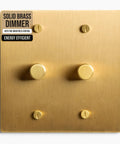 Solid Brass Rotary Dimmer Switch Smoother Than Butter Rotation Sleek Satin Finish For Home Decor showing dual gang layout.