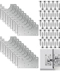 20-Piece Cabinet Hinge Repair Kit With Upgraded Half Square Plates And Screws, Stainless Steel Hinge Brackets for Cabinet Doors