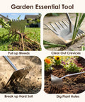 Six Tooth Dual Head Weed Puller Tool Upgraded 2026 for Gardening and Farming shown in use on various tasks.
