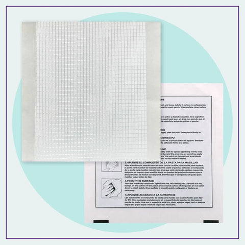 6 Inch By 6 Inch Flexible Self Adhesive Wall Patch Three Pack For Patching Holes Cracks And Corners with instructions sheet