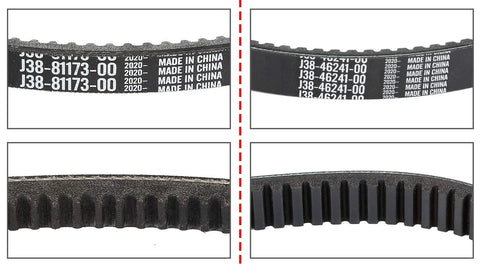 Starter Generator And Drive Belt Kit For Yamaha Gas Golf Carts close-up showing belt texture and model code J38-81173-00.