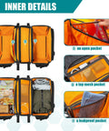 50L Expandable Rear Rack Bike Bag with multiple inner pockets, including open, mesh, and leakproof compartments for organized storage.