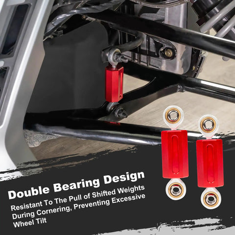 Heavy Duty Aluminum Sway Bar End Links Upgrade Kit For Ryker 600 900 Rally 2019 2025 And Sport 2022 2025 With Red Rod End Dual Bearings For A Tighter Smoother Ride And Improved Suspension Connection installed on suspension