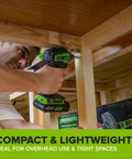 Gnarly 24V Brushless Cordless Impact Driver With Badass 1950 Inch Pound Torque And Fast Swap Hex Collet used for assembling furniture in tight spaces.