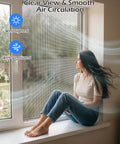 Six Piece Window And Door Screen Replacement Repair Kit With Charcoal Fiberglass Mesh Vinyl Spline Tools For Busted Screen Holes No Hassle Quick Snap Fixes Straight Ahead Repair Jobs At Home, user enjoying well-ventilated window.