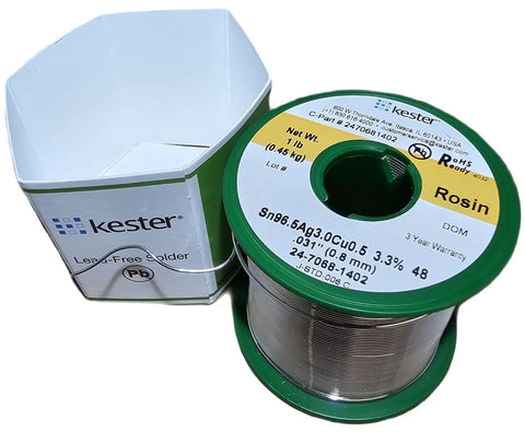 Solder Wire 24-7068-1402 Sn96.5Ag0.3Cu0.5 Lead Free Rosin Core 0.031 Inch Diameter 1 Pound SAC305 Flux Spool with packaging
