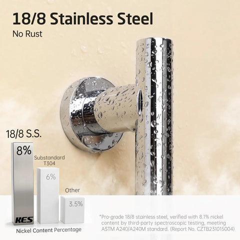 Adjustable Shower Head With Slide Bar And Extra Long Hose Set 5 Function Handheld Shower Head For Spa Like Showers Full Coverage Wall Mount 18 8 Stainless Steel Rust Proof Polished Finish detail view.
