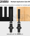 Front view of Heavy Duty Spring Loaded Gate Caster With Bearing And 360 Degree Swivel For Wooden Gates Fences And Metal Tube Gates Anti Sag Drag Gate Wheel Kit 200 Lb Capacity Per Pair Durable Black Construction Includes 2 Pcs.