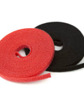 Red and black rolls of Fire Retardant Reusable Cable Ties Roll Cut To Length Half Inch Wide Heat Resistant Ties For Cable Management 16 Feet Long