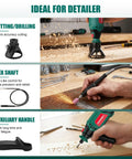 Heavy Duty 8000 To 35000 Rpm Rotary Tool Kit with flex shaft for precision cutting and detailed drilling tasks.