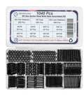Pro Grade 1040 Piece M3 Screw Kit Featuring Hex Socket Head Cap Screws And M3 Bolts Nuts Washers Includes Allen Key, assortment in organizer with various sizes.