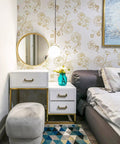 Gold And White Floral Peel And Stick Wallpaper Self Adhesive Removable Covering For Bedroom 393x17.3 Inches Vinyl Roll decor