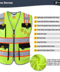 Top Tier High Visibility Reflective Safety Vest Featuring Featherweight Mesh Construction Plus Kickass Fluorescent Panels And Sturdy Reflective Tape To Keep Your Crew Safe On Busy Construction Sites, showcasing pockets and zippers.