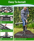Person assembling Heavy Duty Lawn Leveling Rake 30x10 Inch With 6.2 Foot Handle in a garden setting