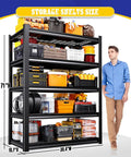 Heavy Duty Garage Shelving Unit 5 Tier Adjustable Metal Rack With Tool Free Assembly Holds Up To 400 Lbs Per Shelf Ideal For Basement Pantry Kitchen And Workshop Storage Durable Steel Shelves For Tools Appliances And Bulk Goods Black, 71H x 35.4W x 15.7D