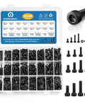 2240 Piece Metric Screw Kit M2 To M5 With 12.9 Grade Alloy Steel Hex Socket Bolts And Machine Screws Black Zinc Plated