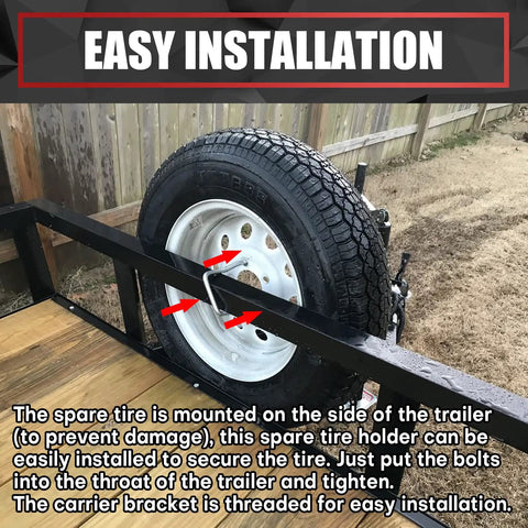 Heavy Duty U Bolt Spare Tire Carrier Bracket For Trailers Built Tough Galvanized Side Mount installation on trailer