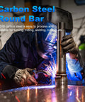 Worker welding Two Pack 1018 Carbon Steel Rods, 1 Inch Diameter, 12 Inch Length, Polished Round Steel Bars for industrial use