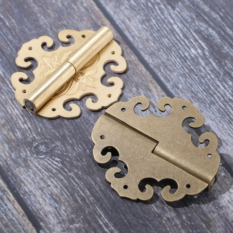 Antique Bronze Decorative Hinges For Cabinets And Wooden Boxes Retro Vibe Brass Bat Flower And Cloud Jewelry Fittings Classic