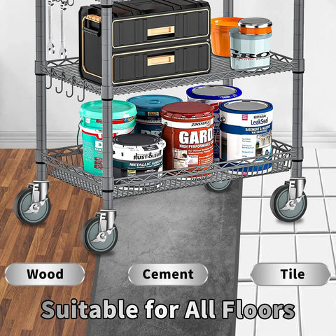 No Nonsense Heavy Duty 4 Inch Casters For Wire Shelving Racks Rollin Smooth On All Floors Rock Solid Industrial Strength Thermoplastic Wheels Set Of Four on wire shelving with paint cans.