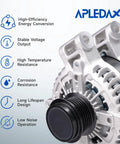 Beefed Up 170 Amp 12V Alternator Upgrade For Buick Enclave 2008 2017 For Chevy Traverse 2009 2017 For GMC Acadia 2007 2017 Saturn Outlook 2007 2010 With Six Groove Pulley Air Cooling CW Rotation OE Style Replacement product image, front view.