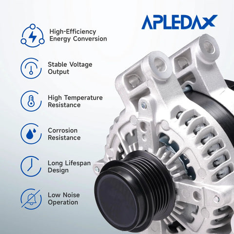 Beefed Up 170 Amp 12V Alternator Upgrade For Buick Enclave 2008 2017 For Chevy Traverse 2009 2017 For GMC Acadia 2007 2017 Saturn Outlook 2007 2010 With Six Groove Pulley Air Cooling CW Rotation OE Style Replacement product image, front view.