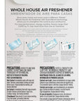 Back of packaging showing whole house air freshener with scent boost technology details and instructions