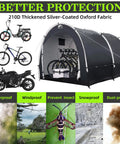 Oversized Outdoor Bike Storage Tent Shed With Window Waterproof Shelter for bikes and tools, 210D fabric protection features.