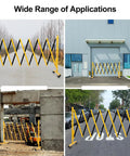 Rock Solid Expandable Metal Safety Gate With Lockable Caster Wheels Heavy Duty Folding Security Barrier in various settings.
