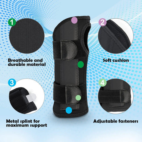 Carpal Tunnel Wrist Brace For Pain Relief And Faster Sleep Adjustable For Men And Women Night Splint Support, features labeled