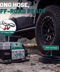 Heavy Duty 12V Rv Air Compressor And Tire Inflator With Auto Shut Off Rapid Digital Display Preset And Corded Electric Mount For Swift Truck Suv Atv Topping Off No Sweat Plug And Play Trail Rig with 25' air hose and 7' power cable.