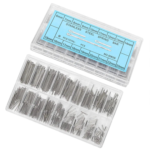 Stainless Steel Watch Link Pins Kit 2-Pack Cotter Spring Bars Set For 6 To 23mm Bands, 18 Sizes With 360 Pieces, DIY Repair, Easy Strap Fix For Daily Watch Band Maintenance, plastic organizer