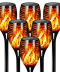 Solar Torch Light With Waterproof Outdoor Design Dusk To Dawn Auto On Off Flickering Flame Effect In Orange Glow for gardens.