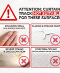 Stick On Curtain Track No Drill Install On Smooth Ceiling Or Wall Easy Peel And Stick Mount For Closets Windows Doors Frames Renters Friendly 1.44m 4.72ft All Purpose Multi Scenario Use, warning for unsuitable surfaces