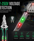 Heavy Duty 16 In 1 Foldable Wire Stripper With Integrated Voltage Tester Crimping Pliers And Screw Cutter with voltage detection features.