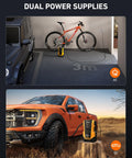 Dual Power Portable Tire Inflator With AC And DC Power, 150 PSI Max, LED Light, Fast Inflation For Cars and Bikes.