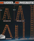 Telescoping A Frame Ladder 17 Ft With Anti Slip Feet, Multi Position Extension Ladder, Dual Stabilizer Bars For 8 Point Ground Contact, Secure Locking And Smooth Retraction For Stable Wobble Free High Reach Tasks, shown in six positions