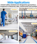 Wide application of Heavy Duty Combination Emergency Eye Wash Shower Station Forged From Bonafide 304 Stainless Steel in hospital, construction, and industrial settings.