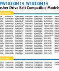 Washer Drive Belt Replaces WPW10388414 W10388414 fit guide for Whirlpool and Kenmore washer models