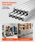 Kickass 2020 Aluminum Extrusion Profile Featuring Slick Anodized T Slot Linear Rail for Heavy Duty CNC and 3D Printer DIY Workbench Assembly Silver 10 Pack stacked for assembly.