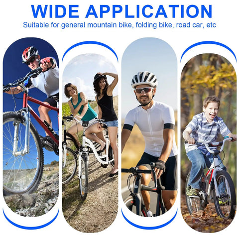 Collage of cyclists on mountain, road, and folding bikes illustrating the wide application of Compact Black Bicycle Crank Puller Tool